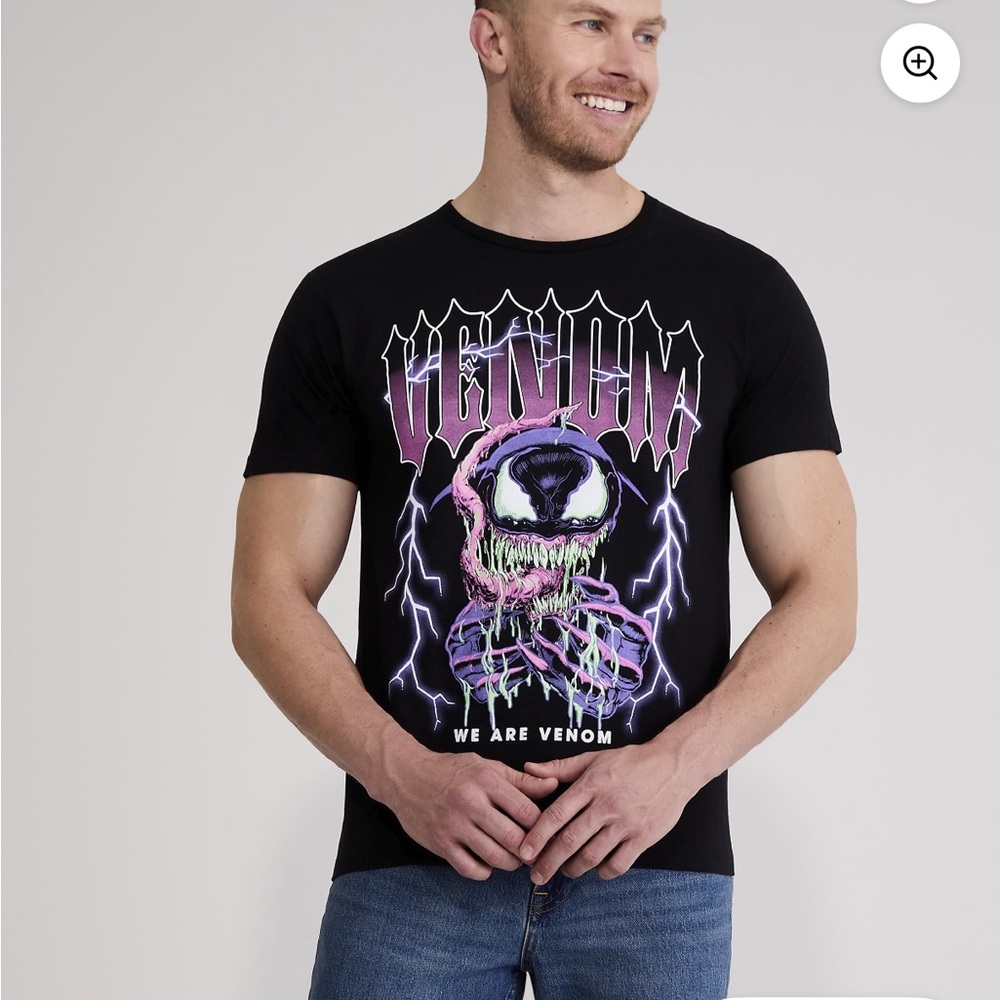 NWT Marvel Venom Black Tee with Purple Highlights